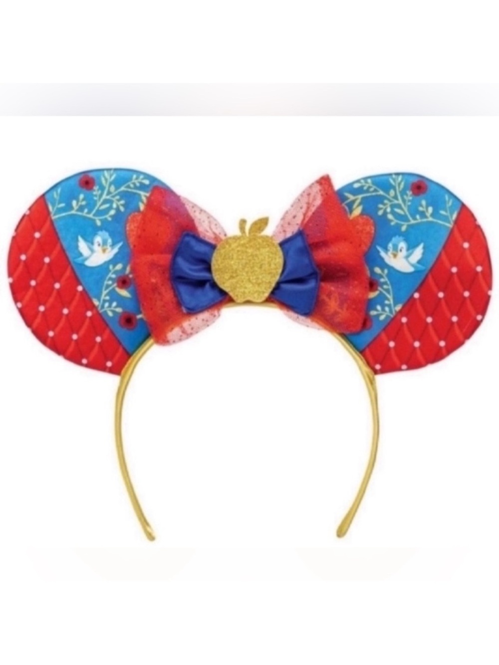 DISNEY PRINCESS 💙"SNOW WHITE"❤️ MINNIE MOUSE EARS QUILTED HEADBAND 🌟EUC🌟